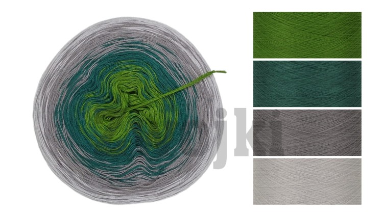 ZWOJEK Less Ba61 - paproć/ciemny szmaragd/beton/jasny szary
