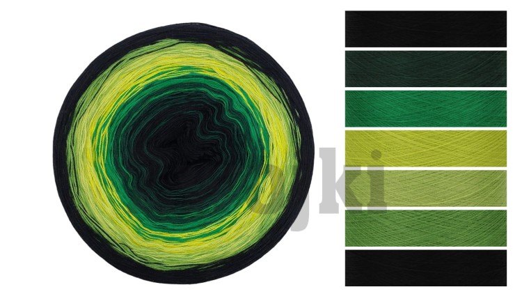 ZWOJEK Less Ba56 Shadows Of Green- czarny/butelkowa zieleń/absynt/kiwi/jasna zieleń/zieleń/czarny