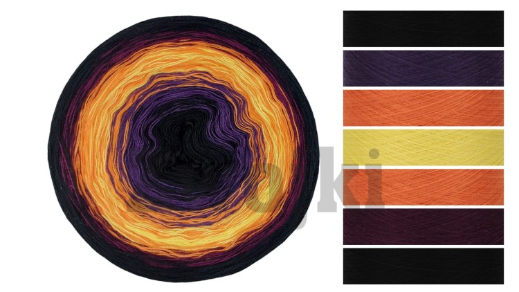 ZWOJEK Less Ba55 Witches night -- czarny/fiolet/mango/żółty/mango/wino/czarny