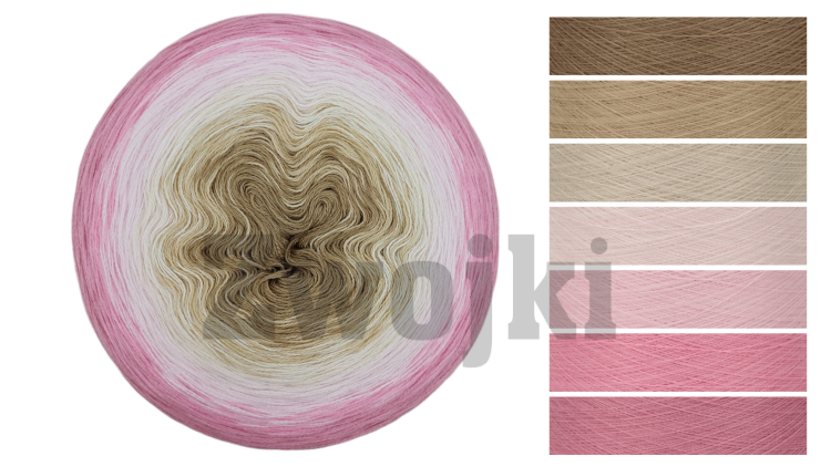 ZWOJEK Less Ba93 - ciemny beż/jasny beż/pudrowy beż/pastelowy róż/jasny róż/róż/malinowy róż