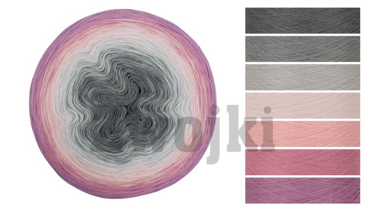ZWOJEK Less Ba94 - średni szary/szary/jasny szary/pastelowy róż/jasna morela/malinowy róż/wrzos