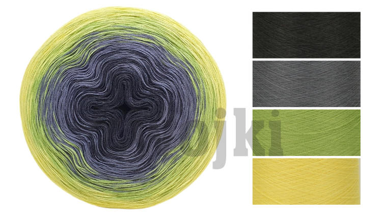 ZWOJEK Less Ba128  - Cytrynówka - ciemny szary/średni szary/jasna zieleń/żółty