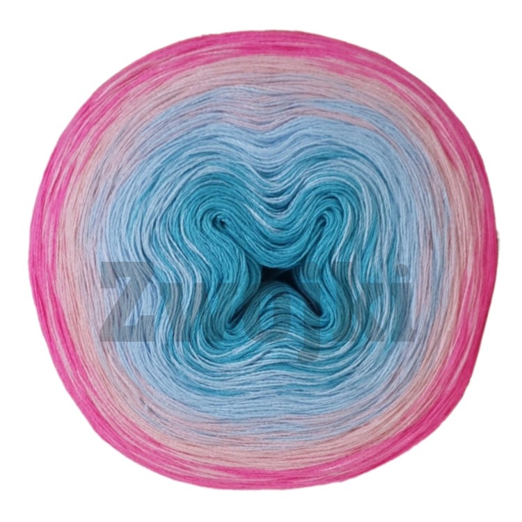 ZWOJEK Less Ba133  - Wiosenne kwiaty - turkus/jasny błękit/jasna morela/neonowy róż