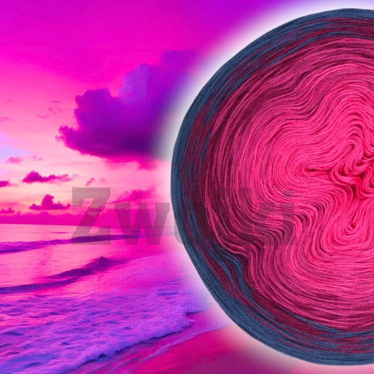 ZWOJEK Less Ba114  - Tropical Sunset by Zaplątane Linki  - fuksja/piwonia/jeżyna/ciemnoniebieski