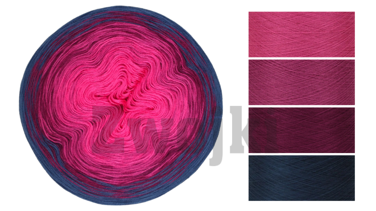 ZWOJEK Less Ba114  - Tropical Sunset by Zaplątane Linki  - fuksja/piwonia/jeżyna/ciemnoniebieski