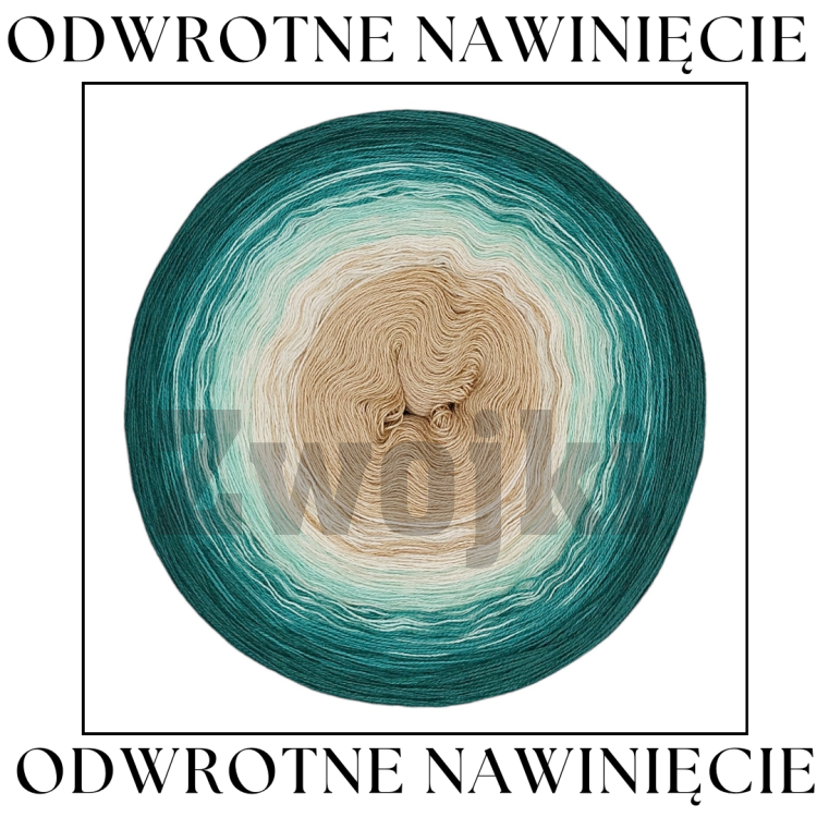 Odwrotne nawinięcie_ZWOJEK Less Ba69 - ciemny szmaragd/morski/ mięta/krem/ciepły beż