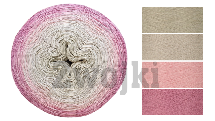ZWOJEK Less Ba138  -  Kwiat Liczi - jasny beż/pudrowy beż/jasna morela/malinowy róż