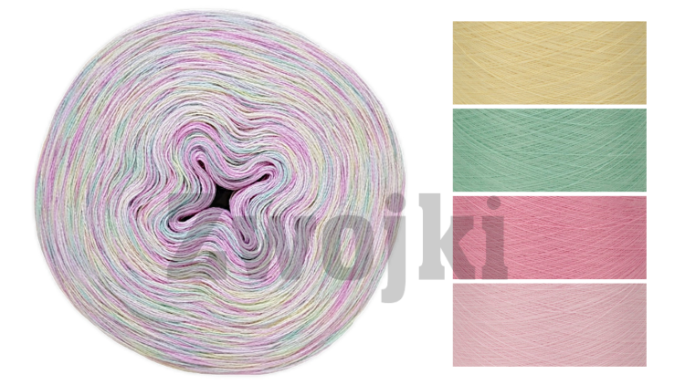 Zwojek Melanż  Mel-F 02 -  wanilia/mięta/róż/jasny róż, 4 nitki
