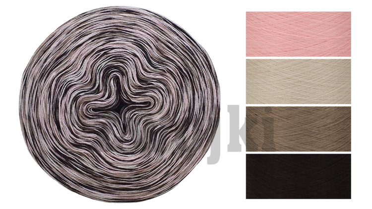 Zwojek Melanż  Mel-F 04 -  jasna morela/pudrowy beż/glina/czekolada, 4 nitki