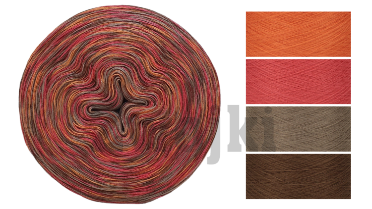 Zwojek Melanż  Mel-F 05 -  mango/papaja/glina/orzech, 4 nitki