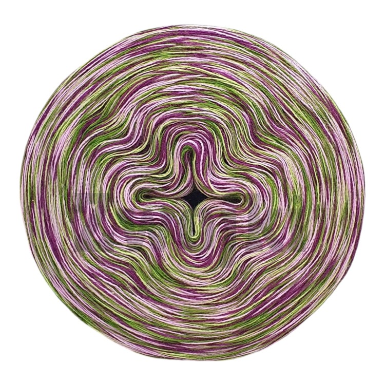 Zwojek Melanż  Mel-F 27 - paproć/jasna zieleń/róż/jeżyna, 4 nitki