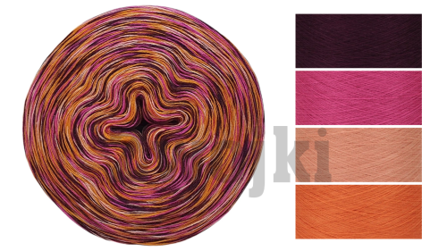 Zwojek Melanż  Mel-F 29 - wino/fuksja/brzoskwinia/mango, 4 nitki
