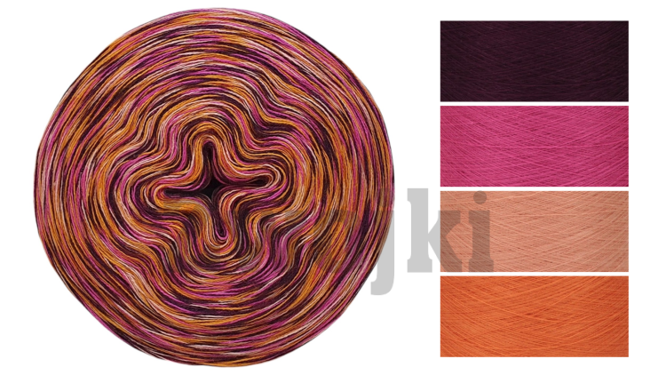 Zwojek Melanż  Mel-F 29 - wino/fuksja/brzoskwinia/mango, 4 nitki