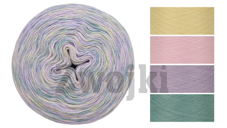 Zwojek Melanż  Mel-F 31 - wanilia/jasny róż/lawenda/patyna, 4 nitki