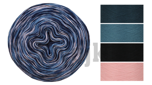 Zwojek Melanż  Mel-F 33 - petrol/jasny petrol/navy/jasna morela, 4 nitki