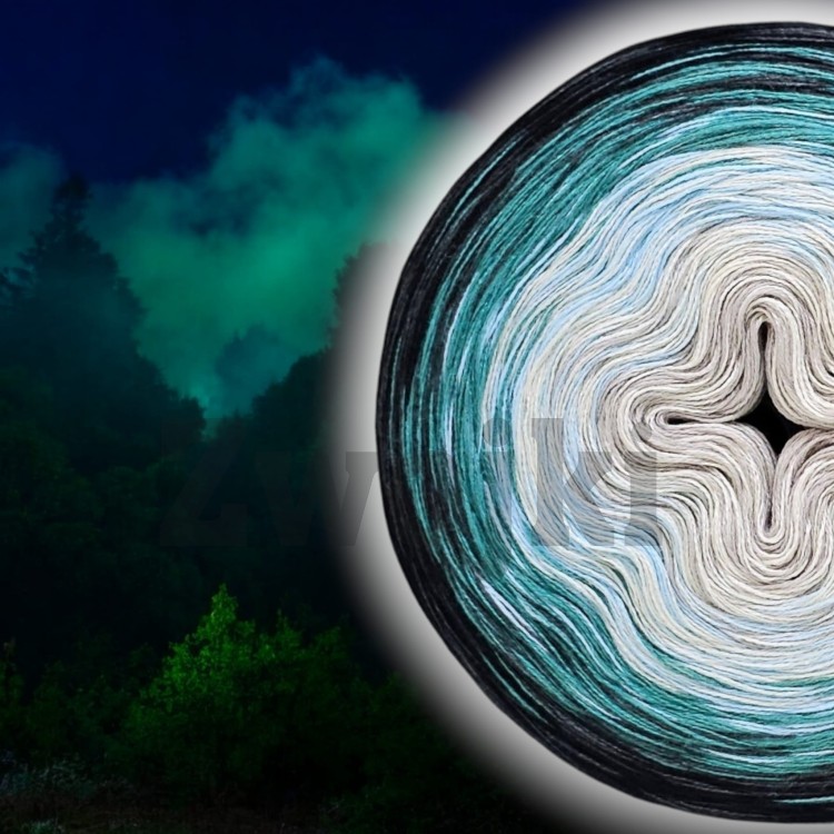 ZWOJEK FL13 - Nocą w lesie - szarobeżowy/krem/jasny błękit/morski/ciemny szary/czarny