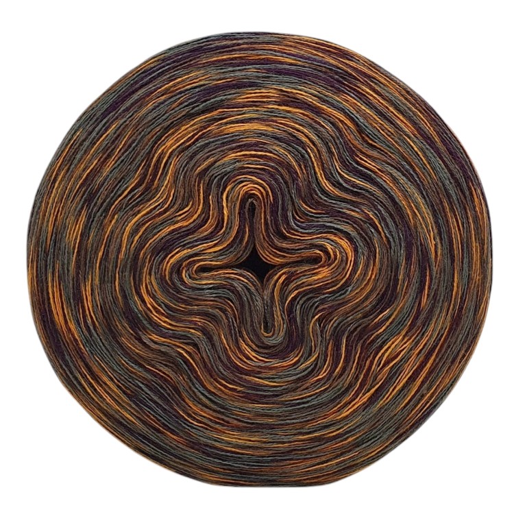 Zwojek Melanż  Mel-F 34 -  khaki/bakłażan/orzech/pomarańcz, 4 nitki