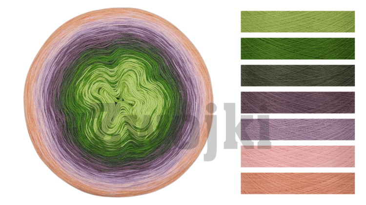 ZWOJEK Less Ba178 - DreamLove by Pomysłowa Manufaktura- jasna zieleń/paproć/khaki/blady fiolet/ametyst/jasna morela/brzoskwinia