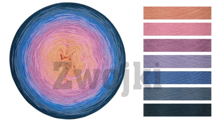 ZWOJEK Less Ba181 - SweetLove by Pomysłowa Manufaktura - brzoskwinia/róż/wrzos/fiołek/jasny niebieski/denim/petrol