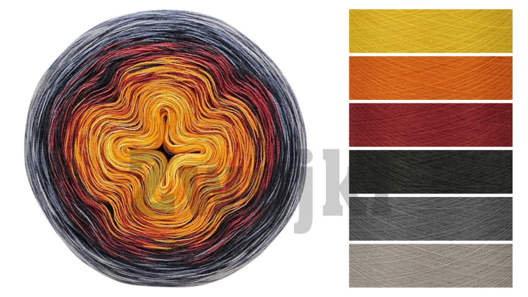 ZWOJEK FL99  - Sorcia - słoneczko/pomarańcz/cegła/ciemny szary/średni szary/szarobeżowy