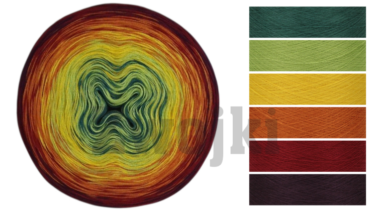 ZWOJEK FL100  - Majoa - ciemny szmaragd/jasna zieleń/słoneczko/koniak/burgund/bakłażan