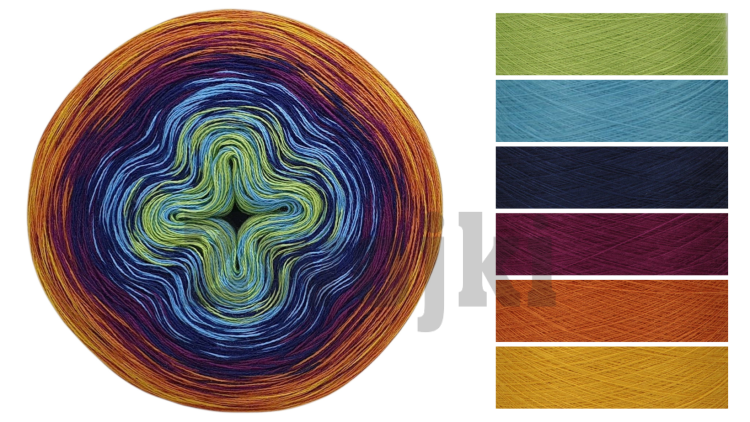 ZWOJEK FL102  - Zarada- jasna zieleń/cyjan/granat/jeżyna/koniak/kurkuma