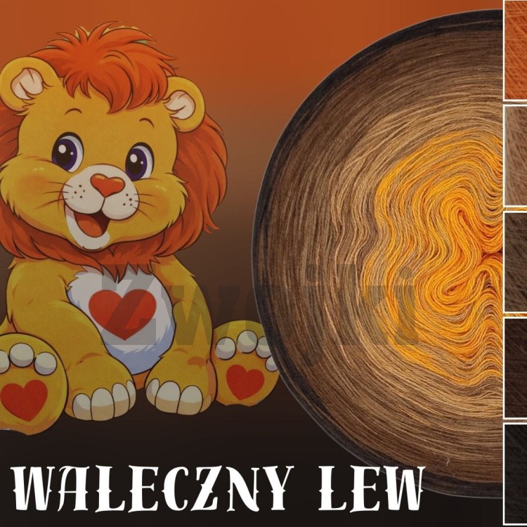 ZWOJEK FL125 - Waleczny Lew - koniak/ciepły brąz/orzech/brązowy/czekolada