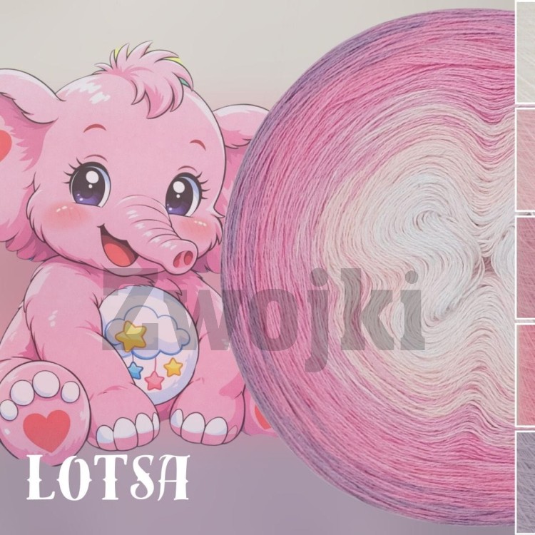 ZWOJEK FL130 - Lotsa - biały/jasny róż/róża/róż/ametyst