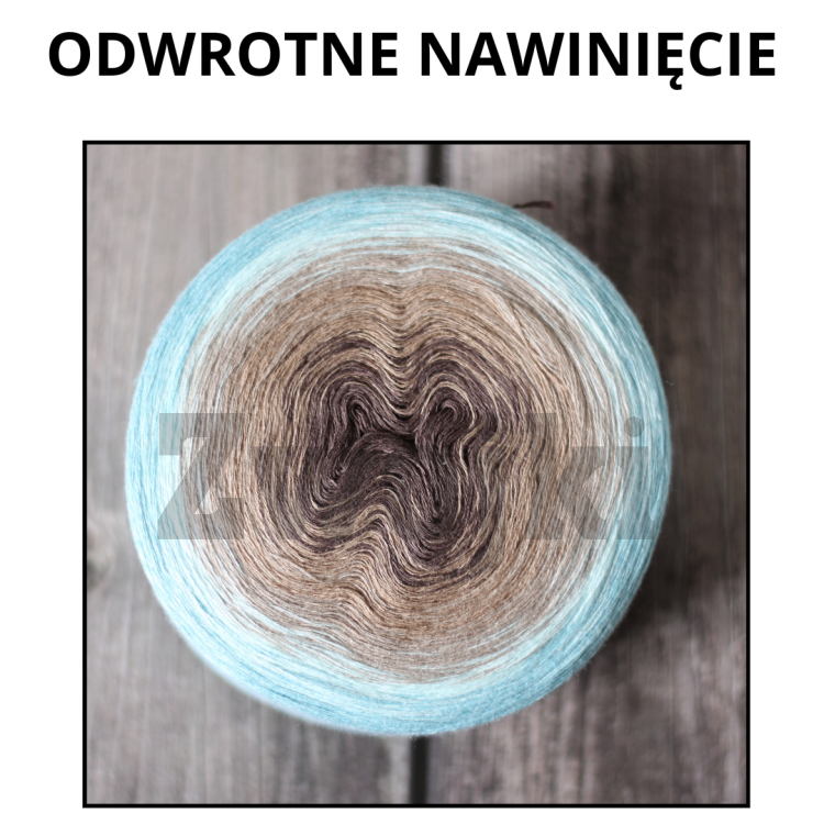 ODWROTNIE NAWINIĘTY  Zwojek Less BB010 - Saga - patyna /mięta/zimny beż/ciemny beż/ciemny brązowy