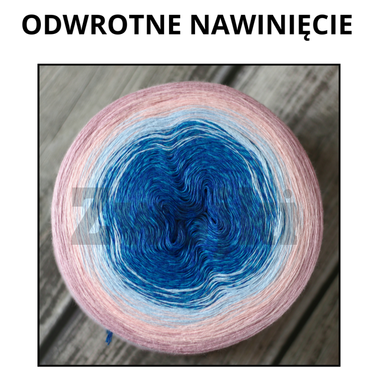 Odwrotnie nawinięcie Zwojek BB 014 - Sampi - malinowy róż/jasna morela/blady błękit/azur melanż/ciemny niebieski melanż