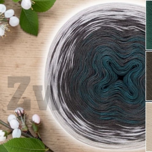 ZWOJEK Less Ba182 - ciemny szmaragd/brązowoszary/pudrowy beż