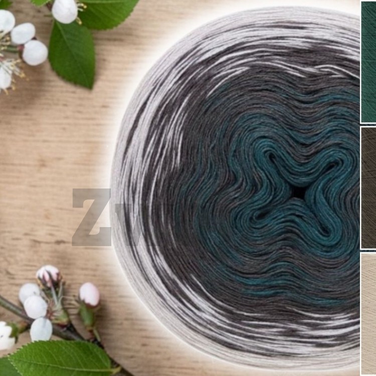 ZWOJEK Less Ba182 - ciemny szmaragd/brązowoszary/pudrowy beż