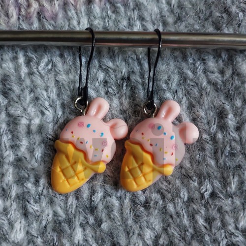 Znaczniki dziewiarskie króliczki – lody/do drutów i szydełka / agrafka / 2 szt.