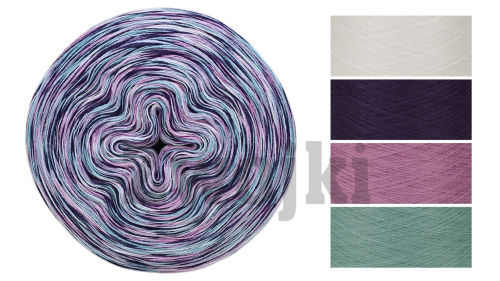 Zwojek Melanż  Mel-F 43 - biały/fiolet/wrzos/patyna, 4 nitki