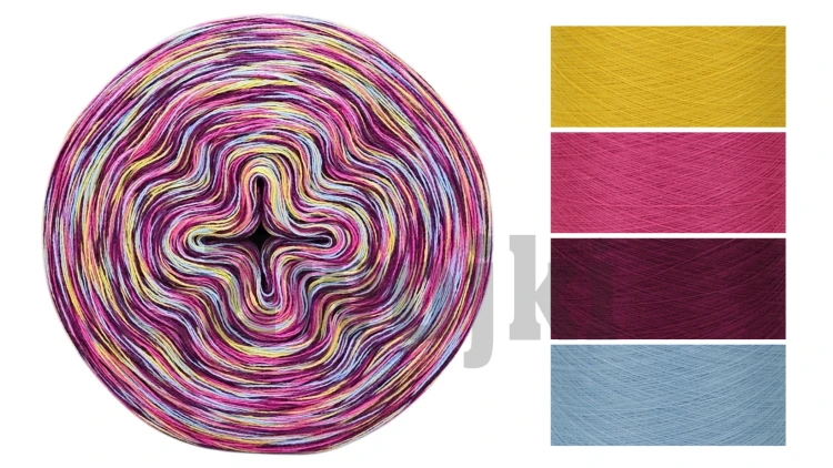 Zwojek Melanż  Mel-F 44 - słoneczko/fuksja/jeżyna/woda, 4 nitki