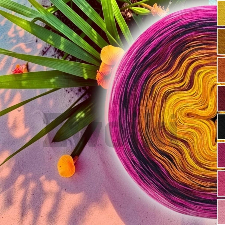 ZWOJEK FL148 Egzotic summer - kolorowy motek ombre słoneczko fuksja navy