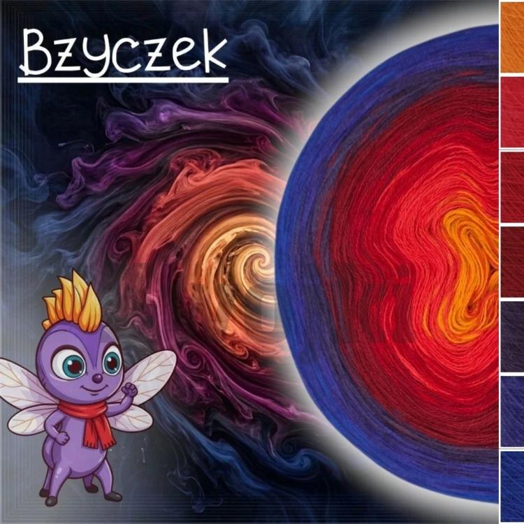 ZWOJEK FL154 Bzyczek - kolorowy motek ombre w odcieniach czerwieni fioletu i kobaltu