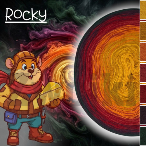 ZWOJEK FL153 Rocky - motek ombre w odcieniach musztardy burgunda i zieleni
