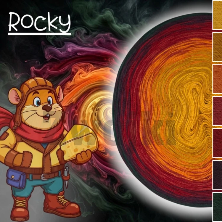 ZWOJEK FL153 Rocky - motek ombre w odcieniach musztardy burgunda i zieleni