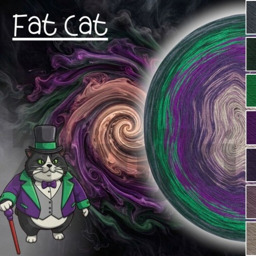 ZWOJEK FL149 Fat Cat - motek ombre w odcieniach granitu zieleni fioletu i beżu