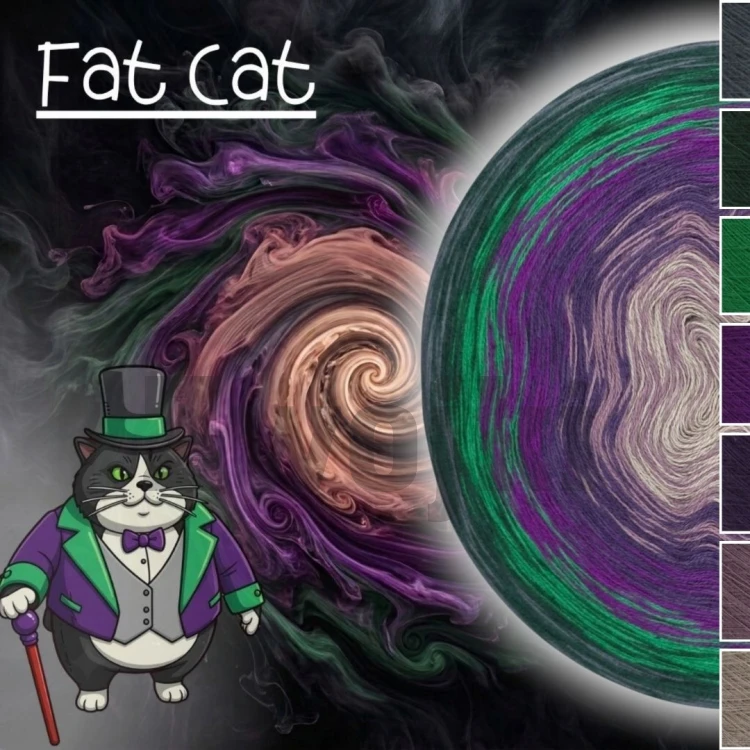 ZWOJEK FL149 Fat Cat - motek ombre w odcieniach granitu zieleni fioletu i beżu