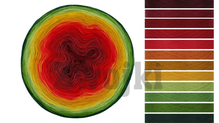 ZWOJEK Less Ba84 - Dreaming Tree- morwa/malaga/burgund/jasny czerwony/ognista czerwień/koniak/musztarda/kurkuma/jasna zieleń/zieleń/paproć/butelkowa zieleń