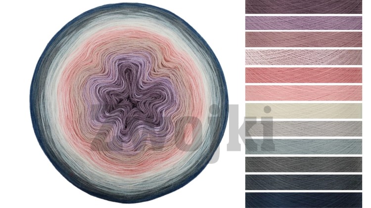 ZWOJEK Less Ba83 - Cozy Huggins- blady fiolet/ametyst/brudny róż/pastel róż/ciemna brzoskwinia/jasna morela/kreda/jasny szary/popiół/średni szary/granitowy/ciemnoniebieski