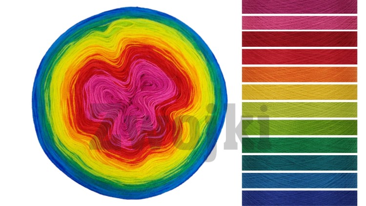 ZWOJEK Less Ba86 - Fireworks Nigt - gorący róż/fuksja/jasny czerwony/ognista czerwień/mandarynka/słoneczko/kiwi/zielone jabłuszko/absynt/malachit/lazur/kobalt
