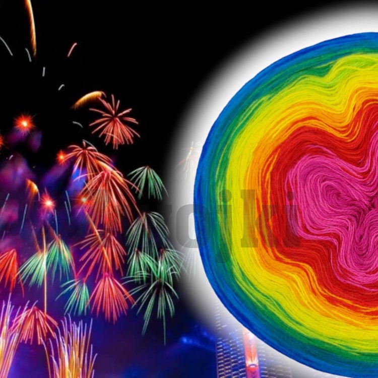 ZWOJEK Less Ba86 - Fireworks Nigt - gorący róż/fuksja/jasny czerwony/ognista czerwień/mandarynka/słoneczko/kiwi/zielone jabłuszko/absynt/malachit/lazur/kobalt