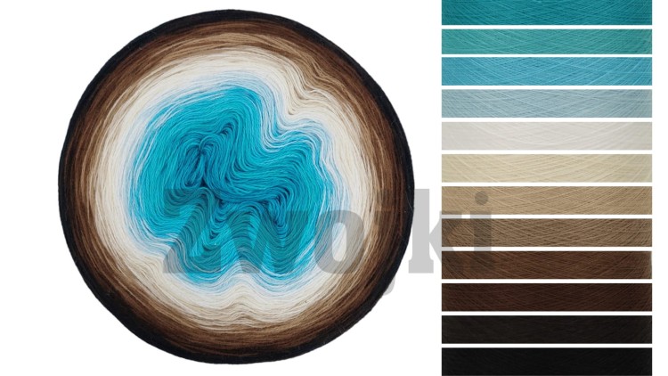 ZWOJEK Less Ba87 - Night Blue Sky - błękit turecki/turkus/chmura/jasny błękit/biały/ciepły beż/ciemny beż/orzech/brązowy/czekolada/czarny