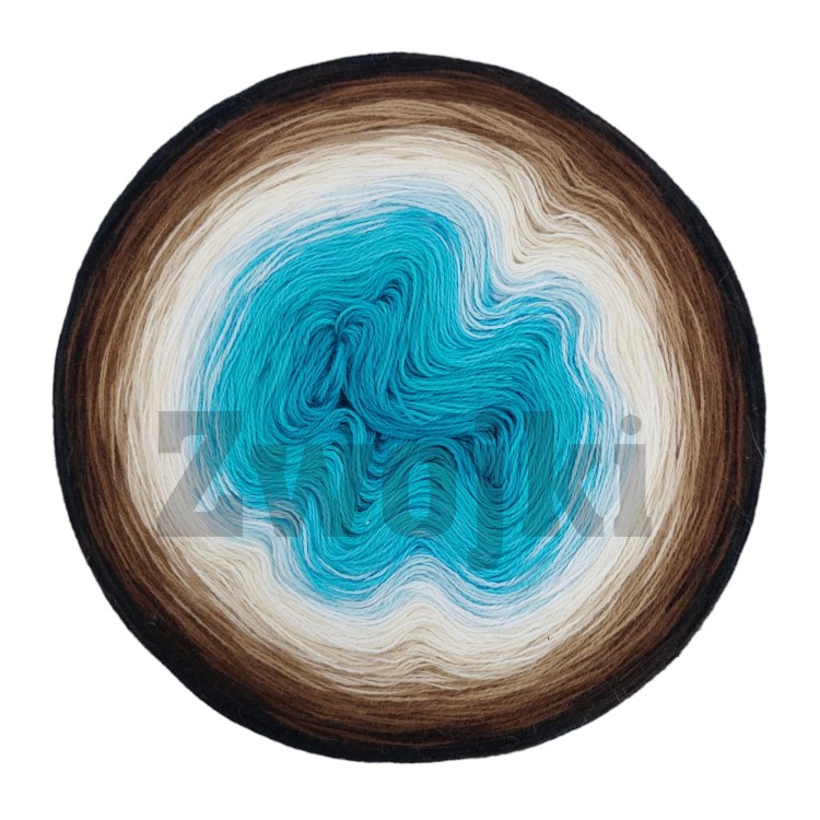 ZWOJEK Less Ba87 - Night Blue Sky - błękit turecki/turkus/chmura/jasny błękit/biały/ciepły beż/ciemny beż/orzech/brązowy/czekolada/czarny