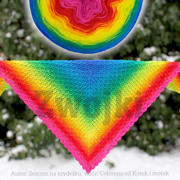 ZWOJEK Less Ba86 - Fireworks Night - gorący róż/fuksja/jasny czerwony/ognista czerwień/mandarynka/słoneczko/kiwi/zielone jabłuszko/absynt/malachit/lazur/kobalt